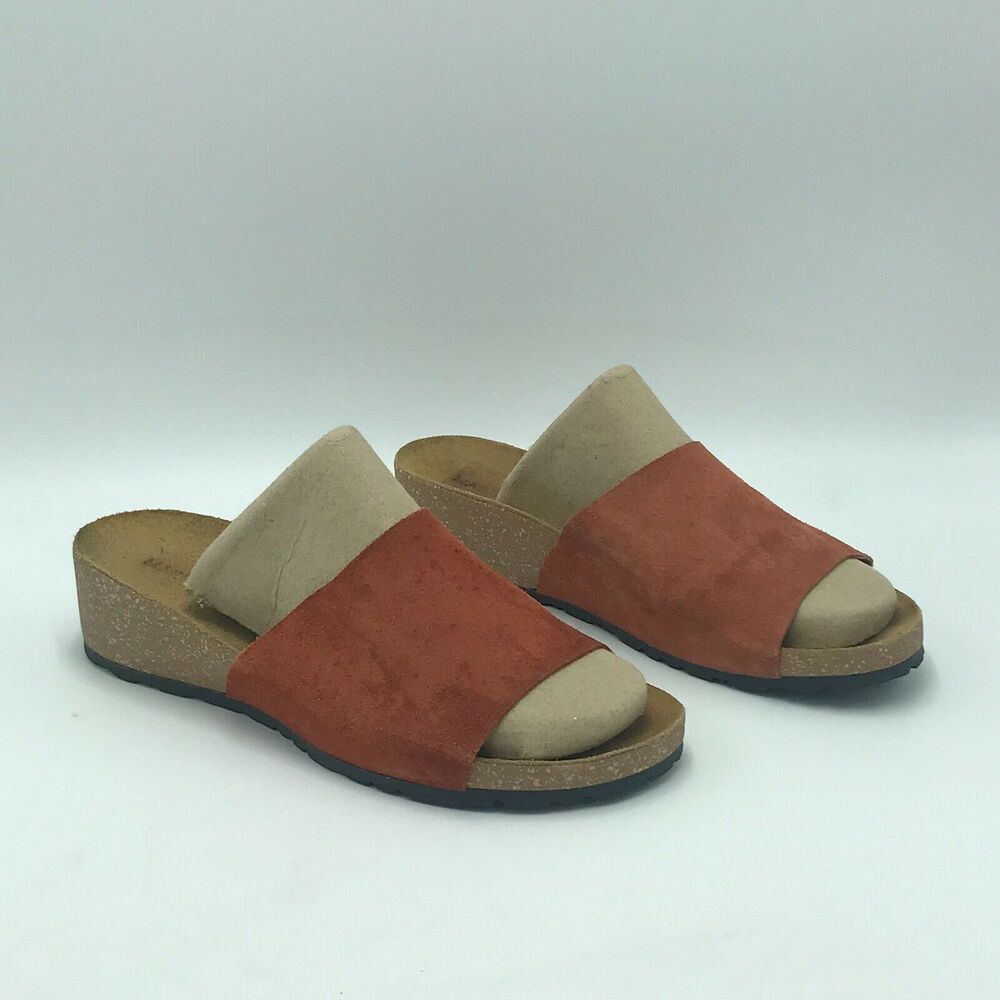 Marina Luna Women's 9.5 Sandals Slip On Red Comfort Leather